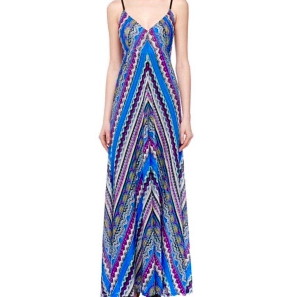 Cache Plisse Point Stripe Geometric Print Cami Ma… - image 1